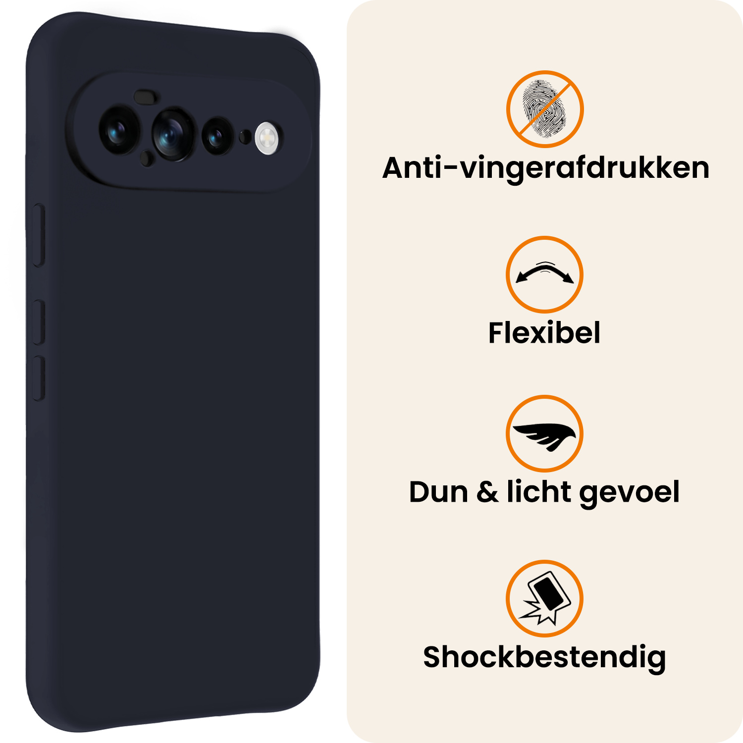 Nomfy Nomfy Google Pixel 11 Pro XL Hoesje Siliconen Met Screenprotector - Donkerblauw