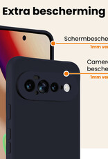 Nomfy Nomfy Google Pixel 11 Pro XL Hoesje Siliconen Met Screenprotector - Donkerblauw