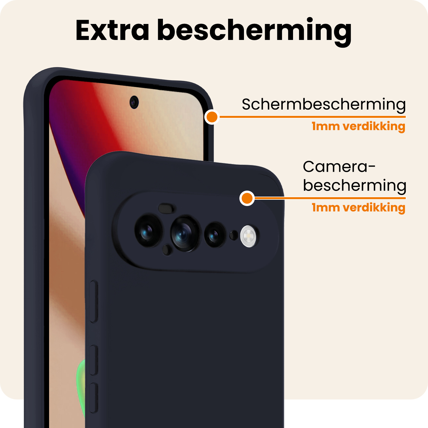 Nomfy Nomfy Google Pixel 11 Pro XL Hoesje Siliconen Met Screenprotector - Donkerblauw