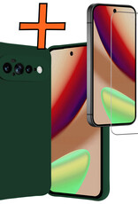 Nomfy Nomfy Google Pixel 11 Pro XL Hoesje Siliconen Met Screenprotector - Donkergroen