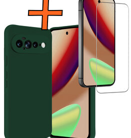 Nomfy Nomfy Google Pixel 11 Pro XL Hoesje Siliconen Met Screenprotector - Donkergroen