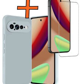 Nomfy Nomfy Google Pixel 11 Pro XL Hoesje Siliconen Met Screenprotector - Lichtblauw