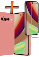 Nomfy Nomfy Google Pixel 11 Pro XL Hoesje Siliconen Met Screenprotector - Lichtroze