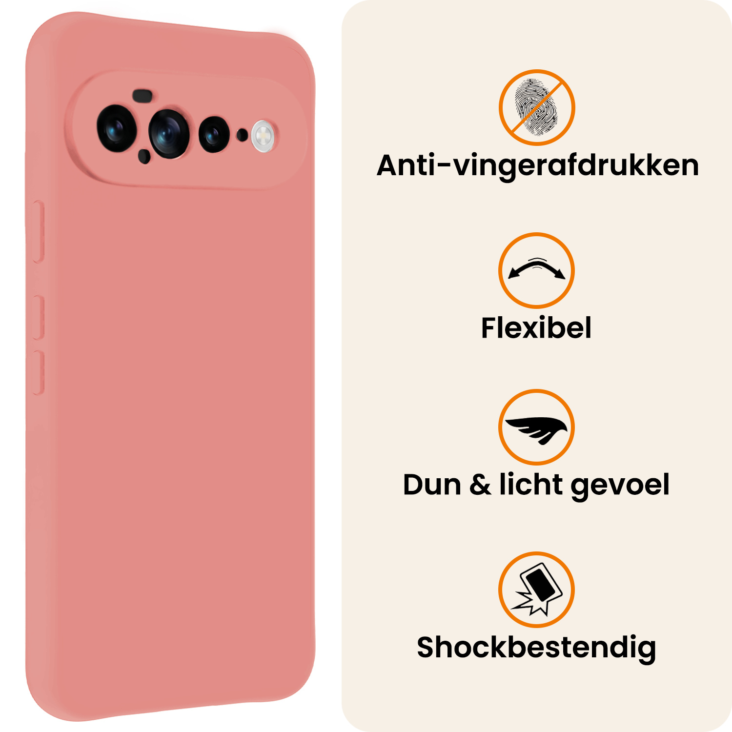Nomfy Nomfy Google Pixel 11 Pro XL Hoesje Siliconen Met Screenprotector - Lichtroze