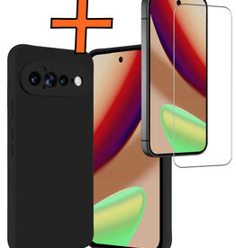 Nomfy Nomfy Google Pixel 11 Pro XL Hoesje Siliconen Met Screenprotector - Zwart