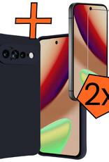 Nomfy Nomfy Google Pixel 11 Pro XL Hoesje Siliconen Met 2x Screenprotector - Donkerblauw