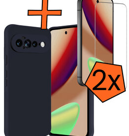 Nomfy Nomfy Google Pixel 11 Pro XL Hoesje Siliconen Met 2x Screenprotector - Donkerblauw