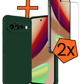 Nomfy Nomfy Google Pixel 11 Pro XL Hoesje Siliconen Met 2x Screenprotector - Donkergroen
