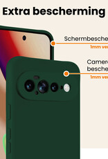 Nomfy Nomfy Google Pixel 11 Pro XL Hoesje Siliconen Met 2x Screenprotector - Donkergroen