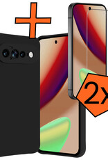 Nomfy Nomfy Google Pixel 11 Pro XL Hoesje Siliconen Met 2x Screenprotector - Zwart