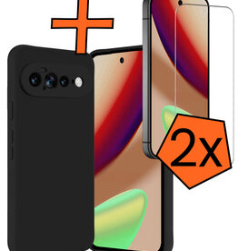 Nomfy Nomfy Google Pixel 11 Pro XL Hoesje Siliconen Met 2x Screenprotector - Zwart