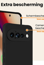 Nomfy Nomfy Google Pixel 11 Pro XL Hoesje Siliconen Met 2x Screenprotector - Zwart