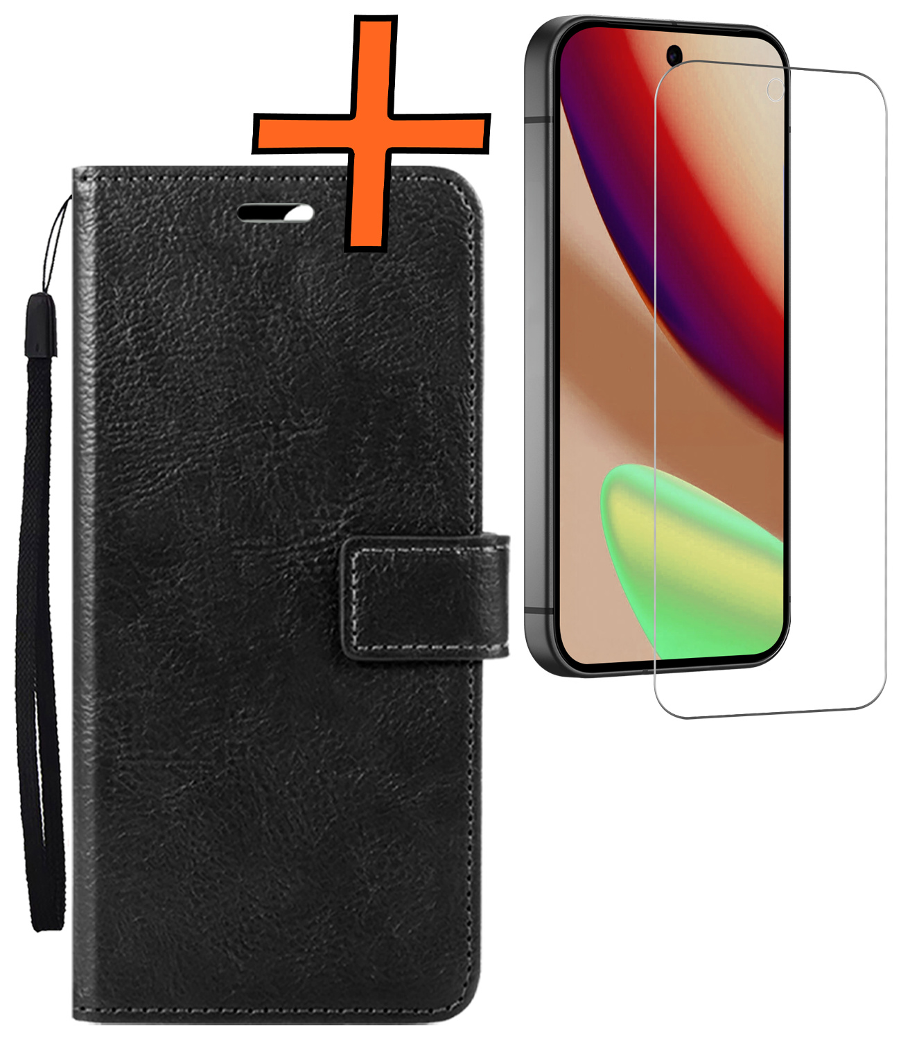 Nomfy Nomfy Google Pixel 11 Pro XL Hoesje Bookcase Met Screenprotector - Zwart