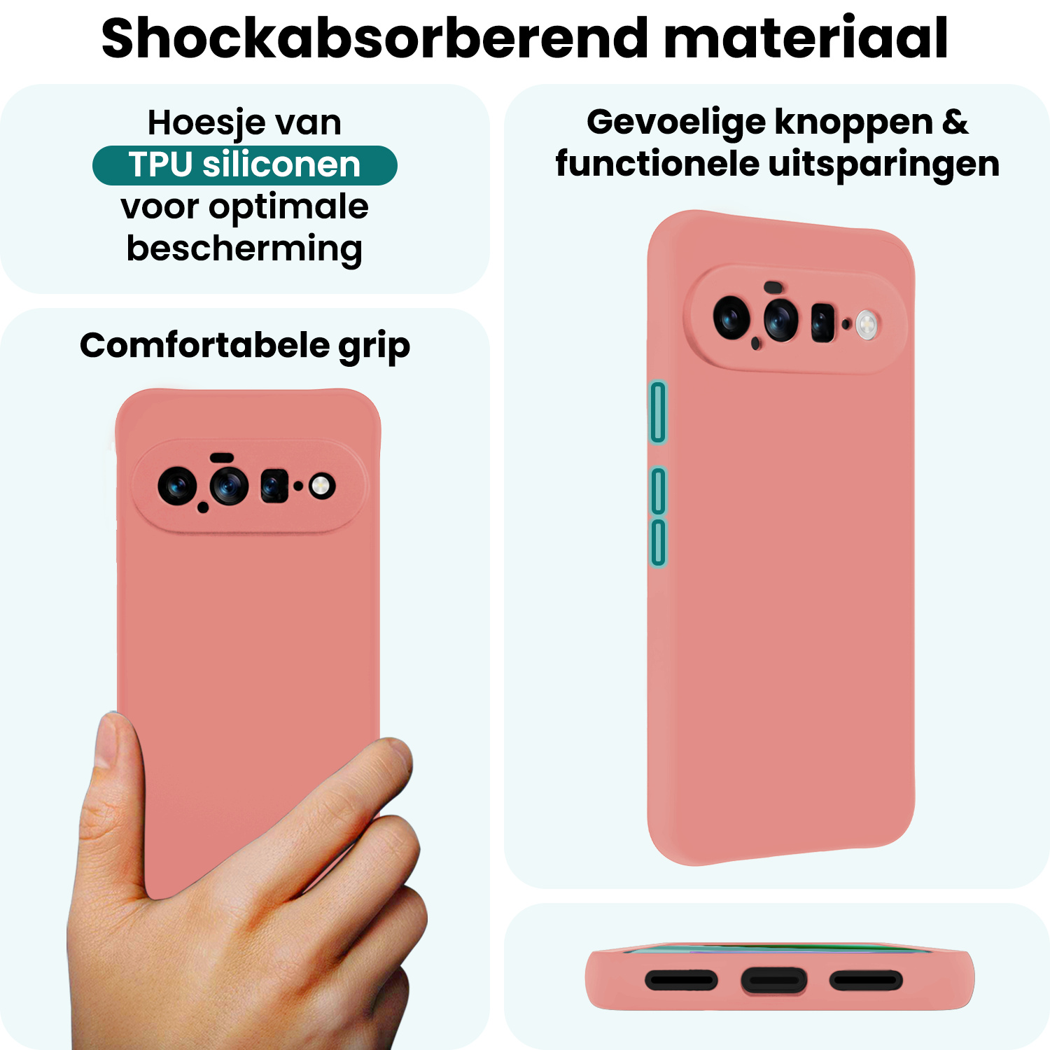 Forterra Forterra Google Pixel 11 Hoesje Siliconen - Lichtroze