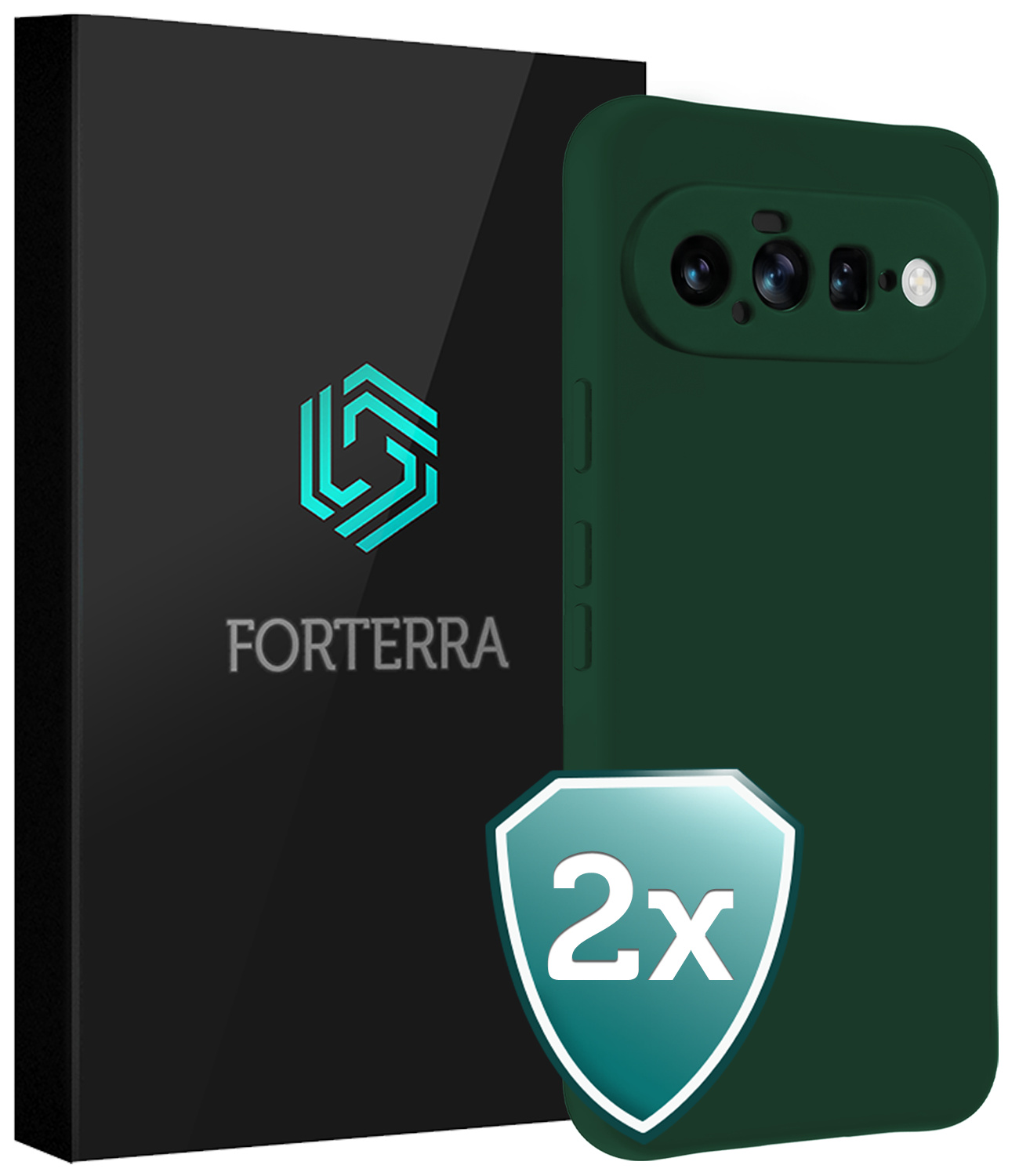 Forterra Forterra Google Pixel 11 Hoesje Siliconen - Donkergroen - 2 PACK