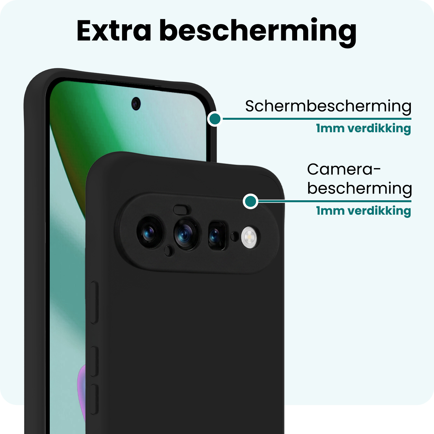 Forterra Forterra Google Pixel 11 Hoesje Siliconen - Zwart - 2 PACK