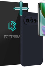 Forterra Forterra Google Pixel 11 Hoesje Siliconen Met Screenprotector - Donkerblauw