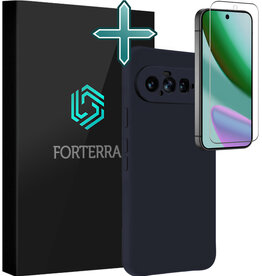 Forterra Forterra Google Pixel 11 Hoesje Siliconen Met Screenprotector - Donkerblauw
