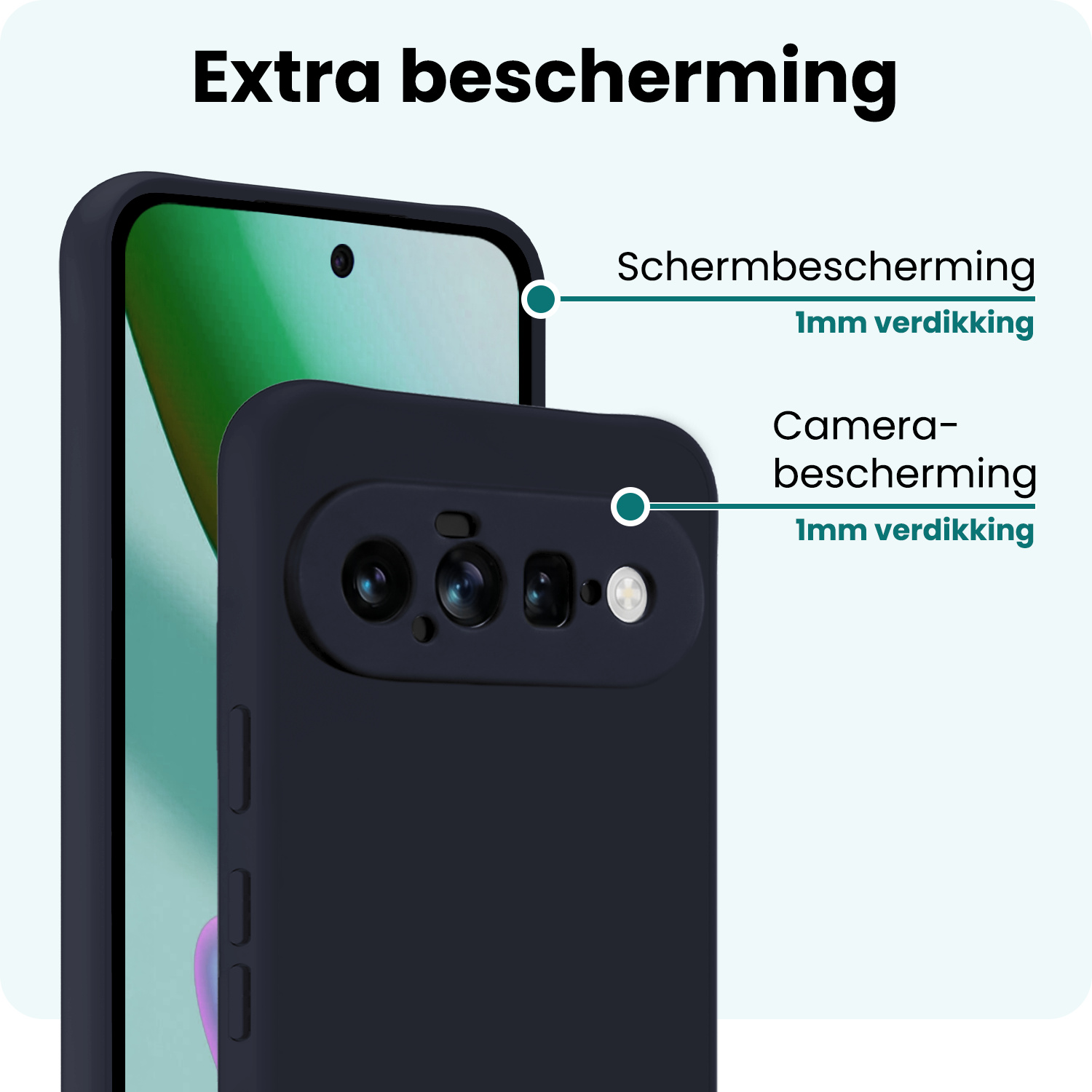 Forterra Forterra Google Pixel 11 Hoesje Siliconen Met Screenprotector - Donkerblauw