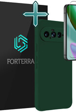 Forterra Forterra Google Pixel 11 Hoesje Siliconen Met Screenprotector - Donkergroen
