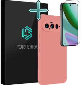 Forterra Forterra Google Pixel 11 Hoesje Siliconen Met Screenprotector - Lichtroze