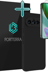 Forterra Forterra Google Pixel 11 Hoesje Siliconen Met Screenprotector - Zwart
