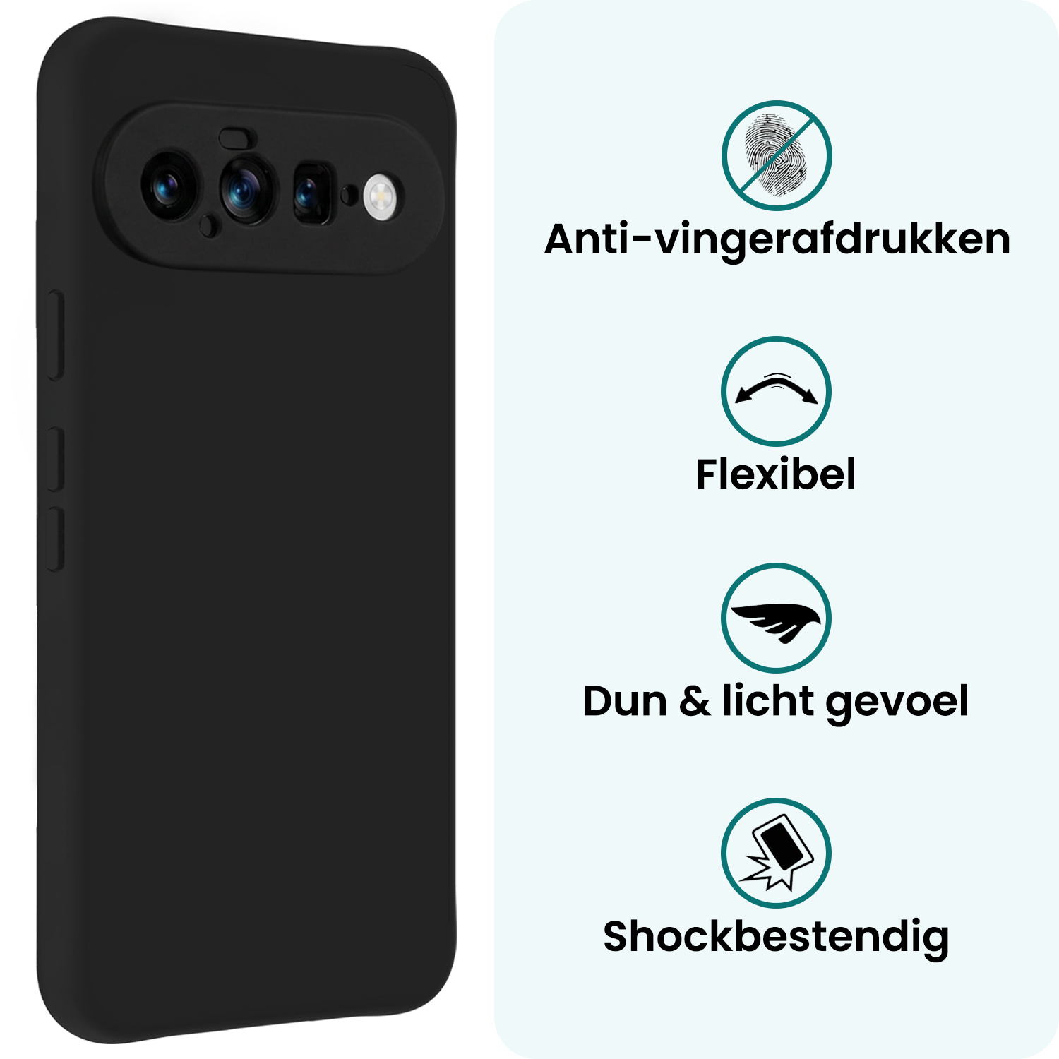 Forterra Forterra Google Pixel 11 Hoesje Siliconen Met Screenprotector - Zwart