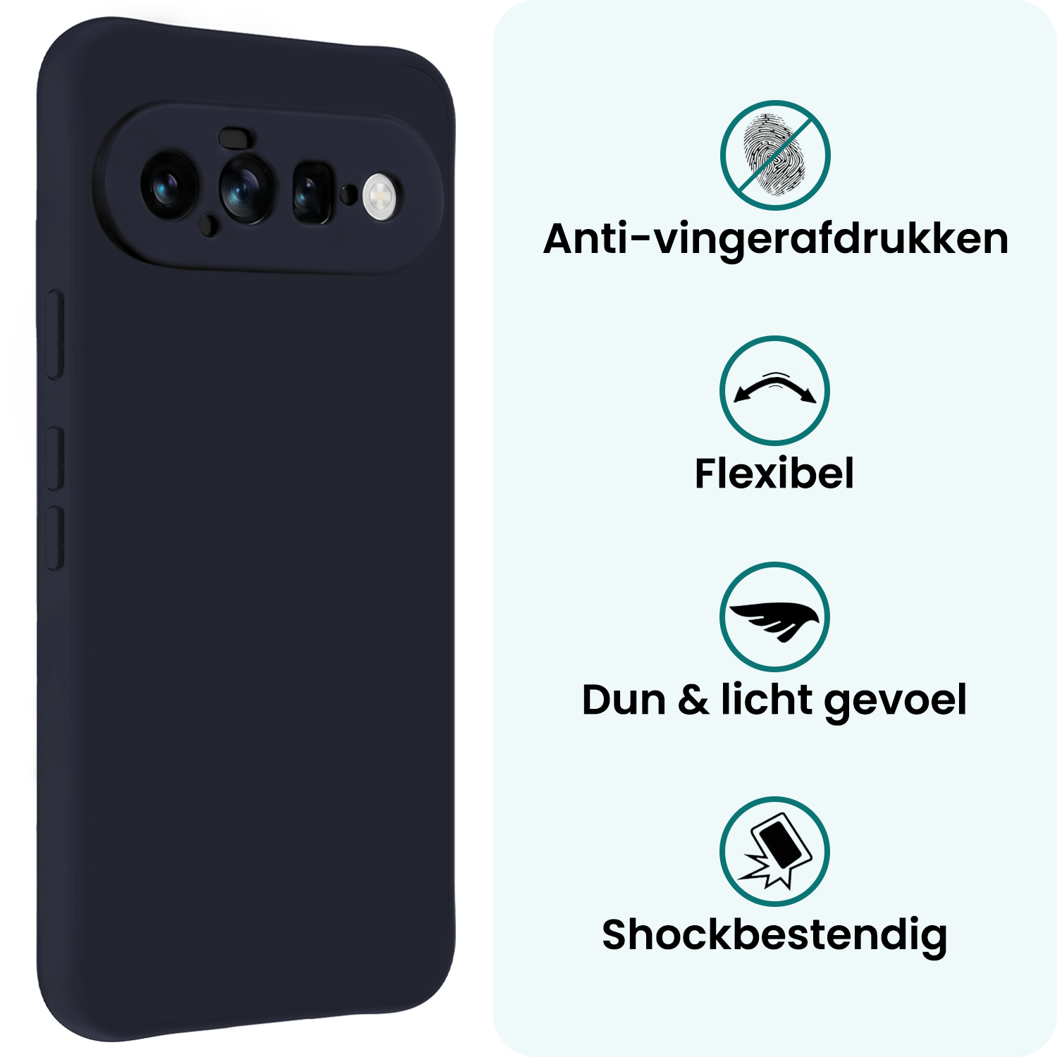Forterra Forterra Google Pixel 11 Hoesje Siliconen Met 2x Screenprotector - Donkerblauw