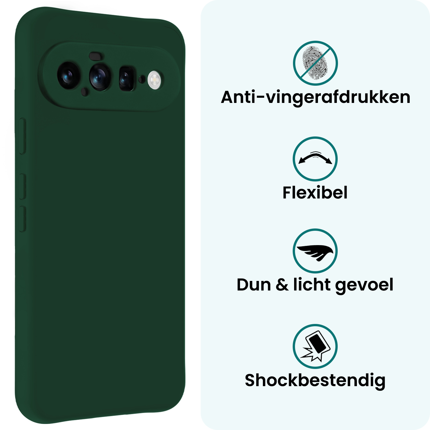 Forterra Forterra Google Pixel 11 Hoesje Siliconen Met 2x Screenprotector - Donkergroen