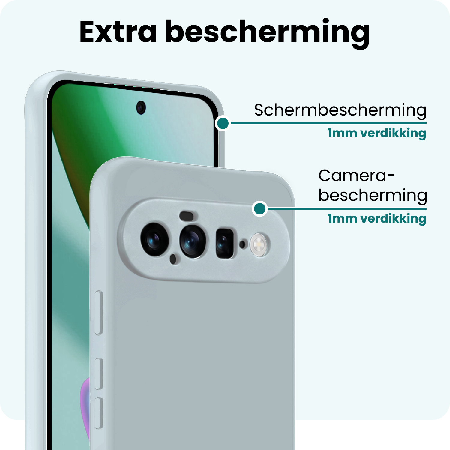 Forterra Forterra Google Pixel 11 Hoesje Siliconen Met 2x Screenprotector - Lichtblauw