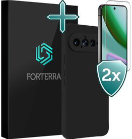 Forterra Forterra Google Pixel 11 Hoesje Siliconen Met 2x Screenprotector - Zwart