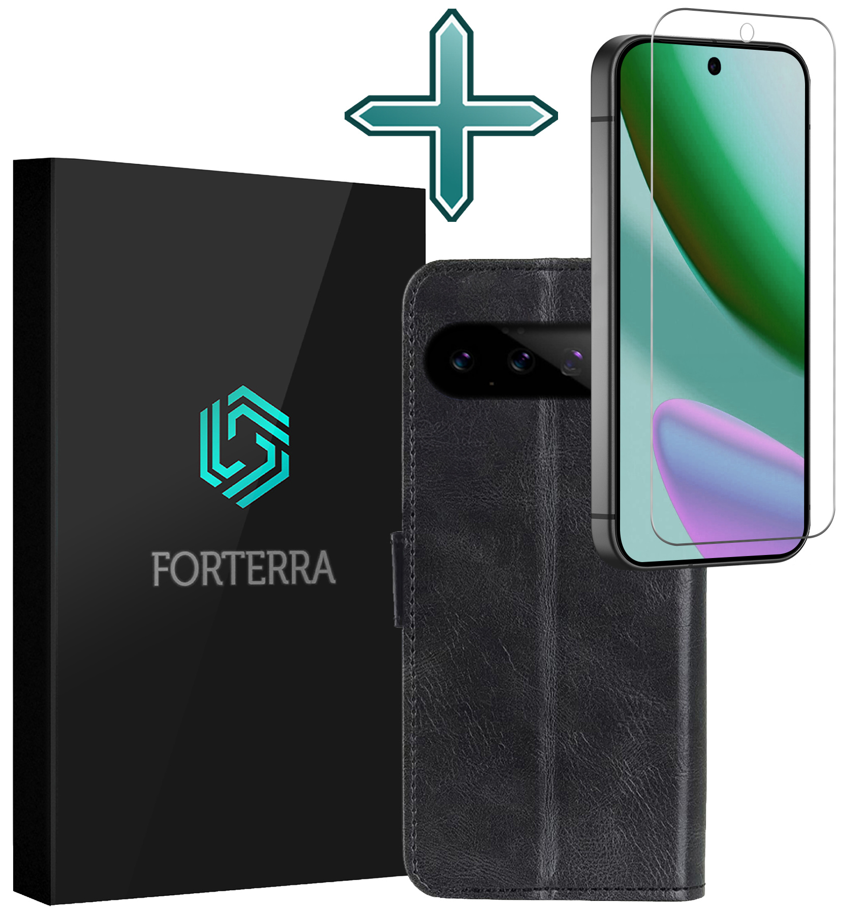 Forterra Forterra Google Pixel 11 Hoesje Bookcase Met Screenprotector - Zwart