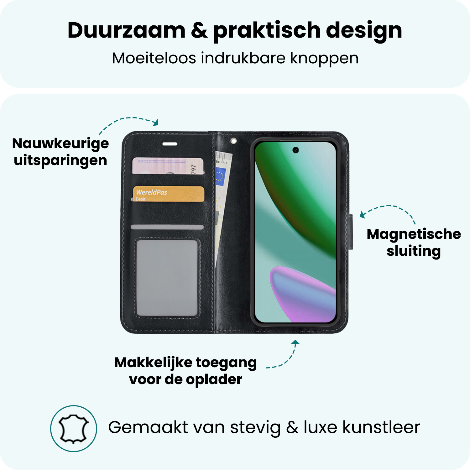 Forterra Forterra Google Pixel 11 Hoesje Bookcase Met Screenprotector - Zwart
