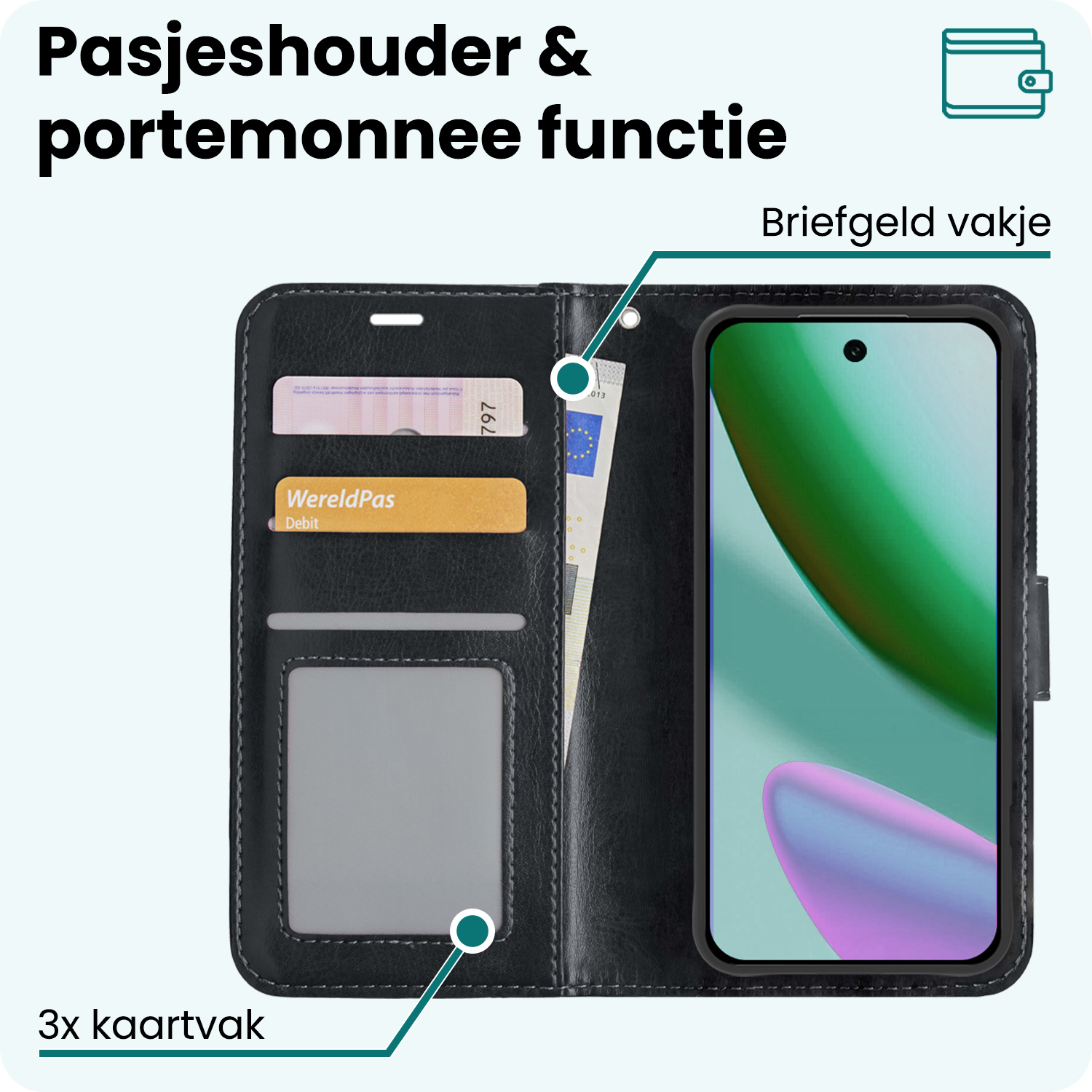 Forterra Forterra Google Pixel 11 Hoesje Bookcase Met 2x Screenprotector - Zwart