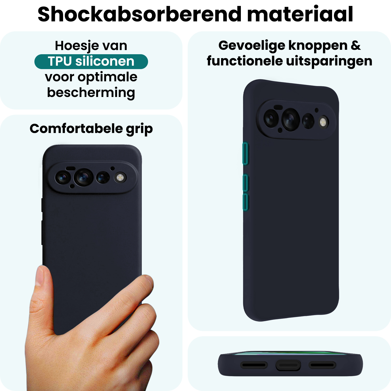 Forterra Forterra Google Pixel 11 Pro Hoesje Siliconen - Donkerblauw