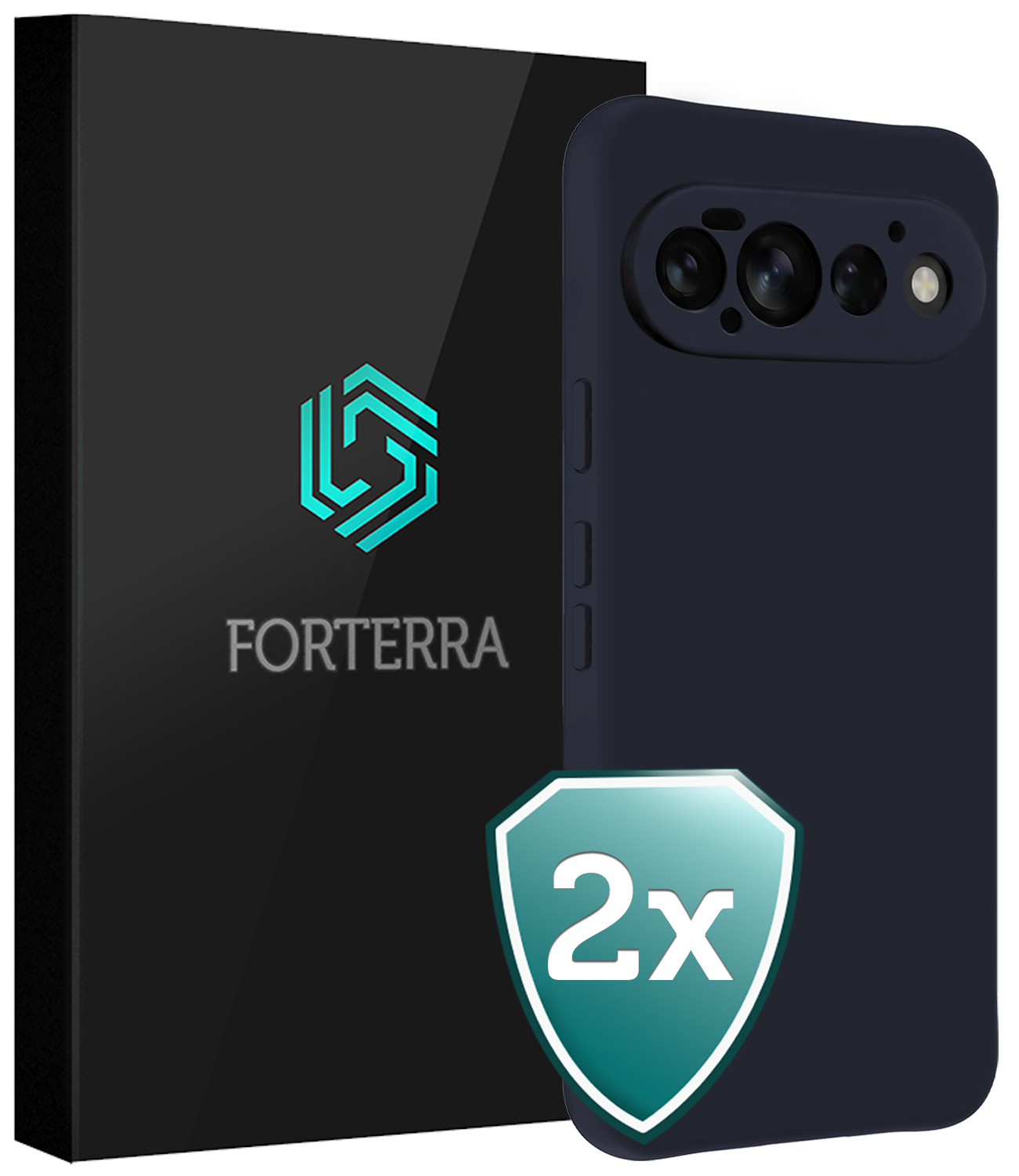 Forterra Forterra Google Pixel 11 Pro Hoesje Siliconen - Donkerblauw - 2 PACK