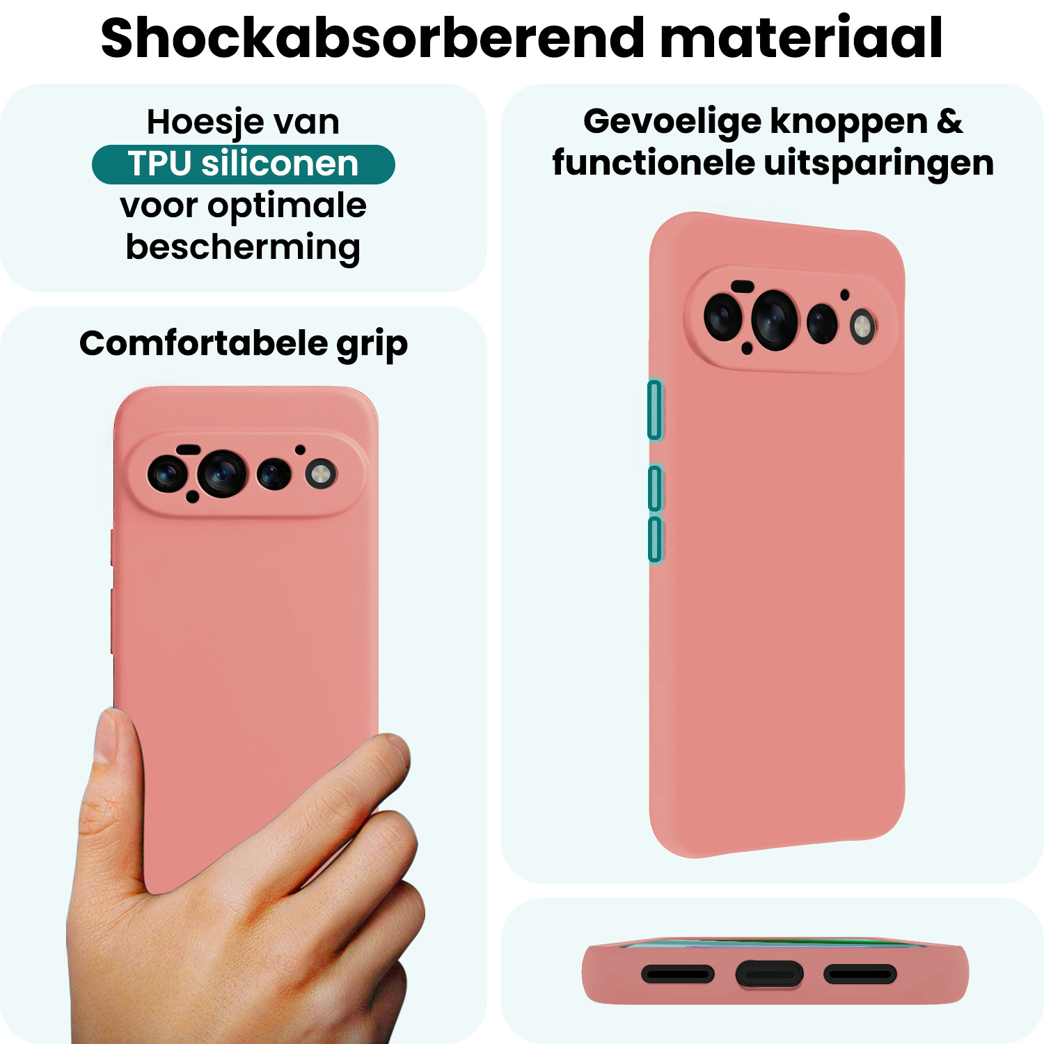 Forterra Forterra Google Pixel 11 Pro Hoesje Siliconen - Lichtroze - 2 PACK