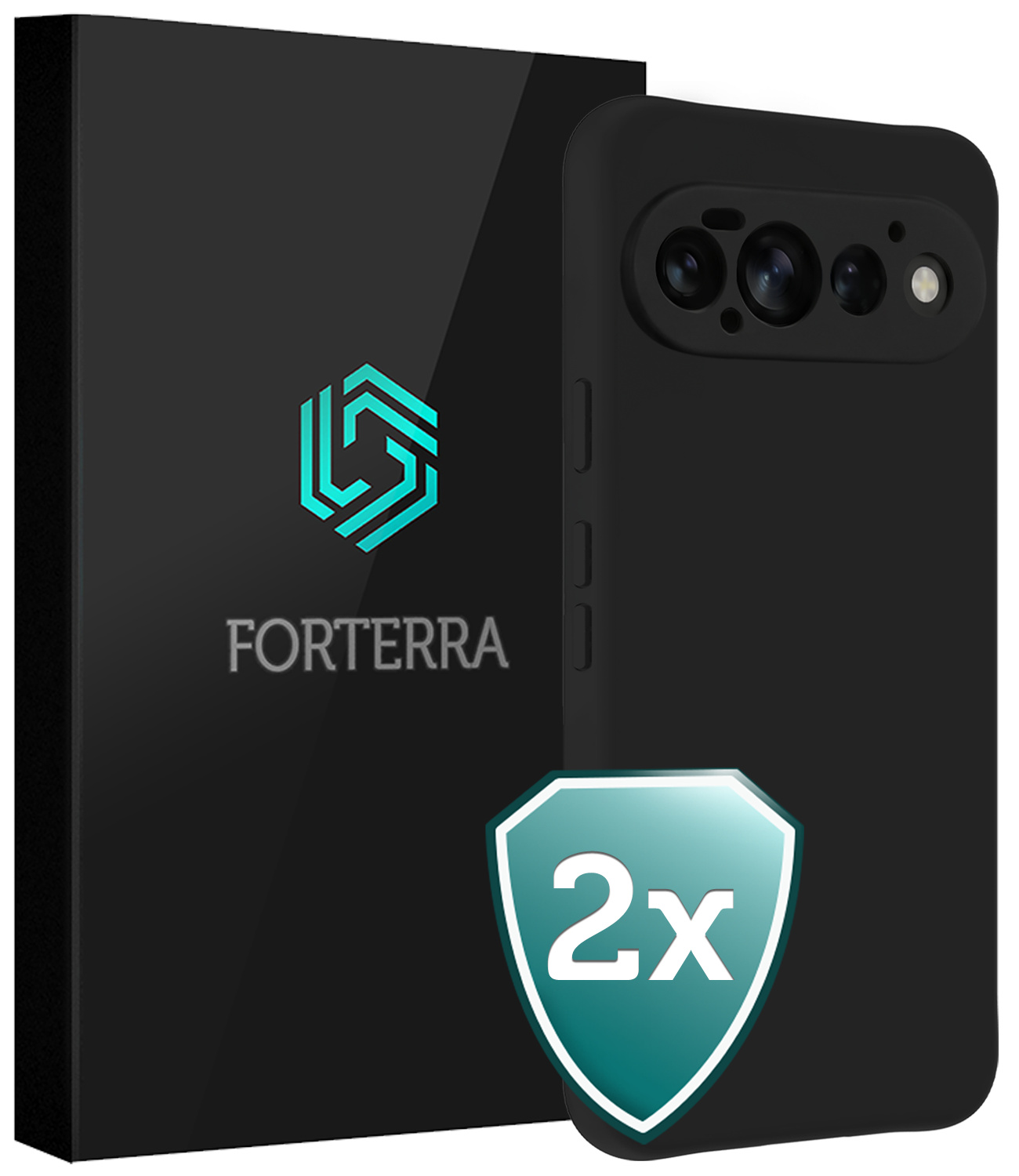 Forterra Forterra Google Pixel 11 Pro Hoesje Siliconen - Zwart - 2 PACK
