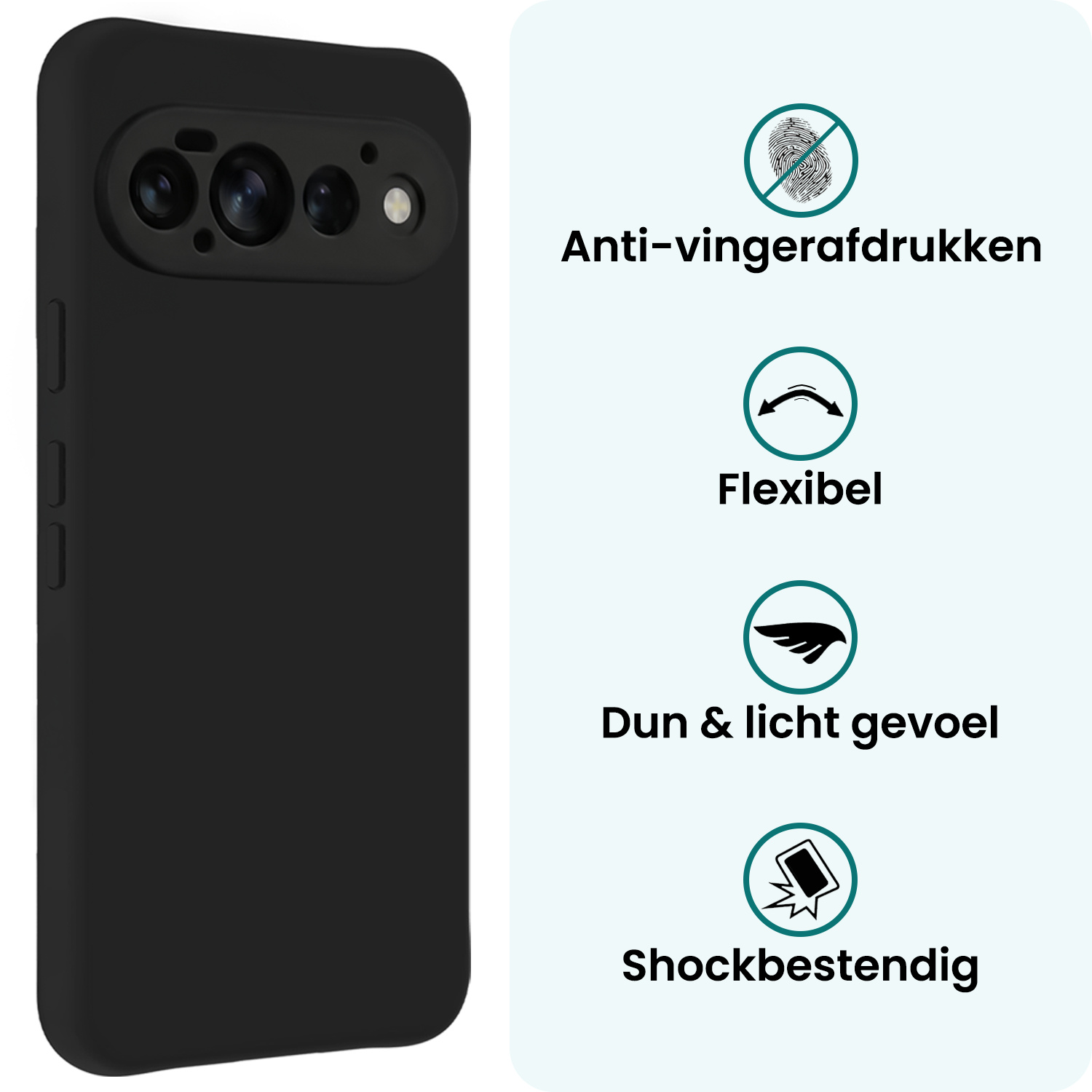 Forterra Forterra Google Pixel 11 Pro Hoesje Siliconen - Zwart - 2 PACK