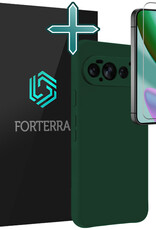 Forterra Forterra Google Pixel 11 Pro Hoesje Siliconen Met Screenprotector - Donkergroen