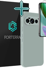 Forterra Forterra Google Pixel 11 Pro Hoesje Siliconen Met Screenprotector - Lichtblauw