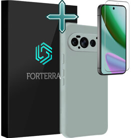 Forterra Forterra Google Pixel 11 Pro Hoesje Siliconen Met Screenprotector - Lichtblauw