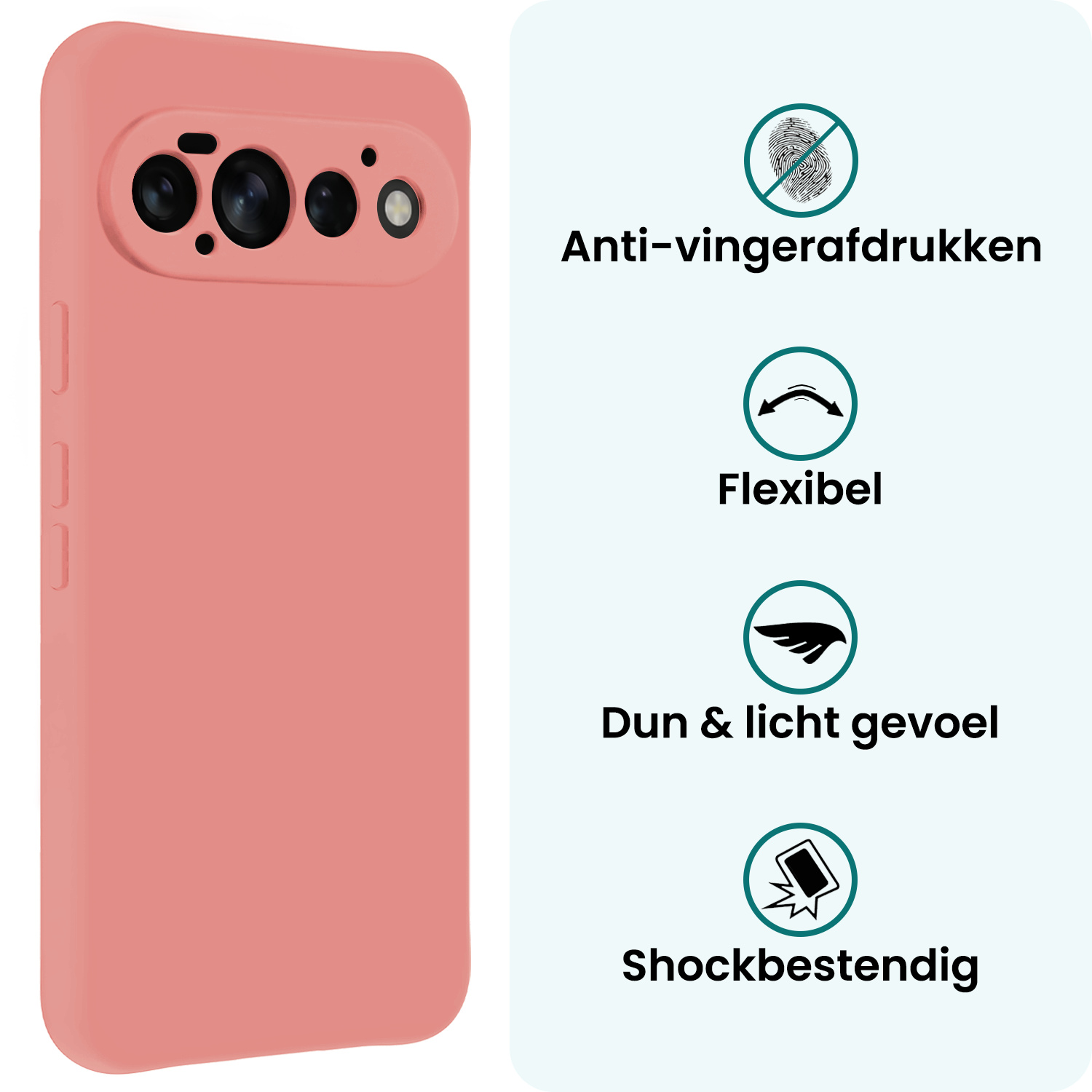 Forterra Forterra Google Pixel 11 Pro Hoesje Siliconen Met Screenprotector - Lichtroze