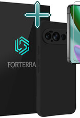 Forterra Forterra Google Pixel 11 Pro Hoesje Siliconen Met Screenprotector - Zwart