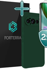Forterra Forterra Google Pixel 11 Pro Hoesje Siliconen Met 2x Screenprotector - Donkergroen