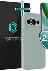 Forterra Forterra Google Pixel 11 Pro Hoesje Siliconen Met 2x Screenprotector - Lichtblauw