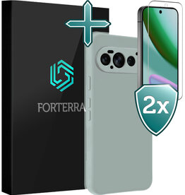 Forterra Forterra Google Pixel 11 Pro Hoesje Siliconen Met 2x Screenprotector - Lichtblauw