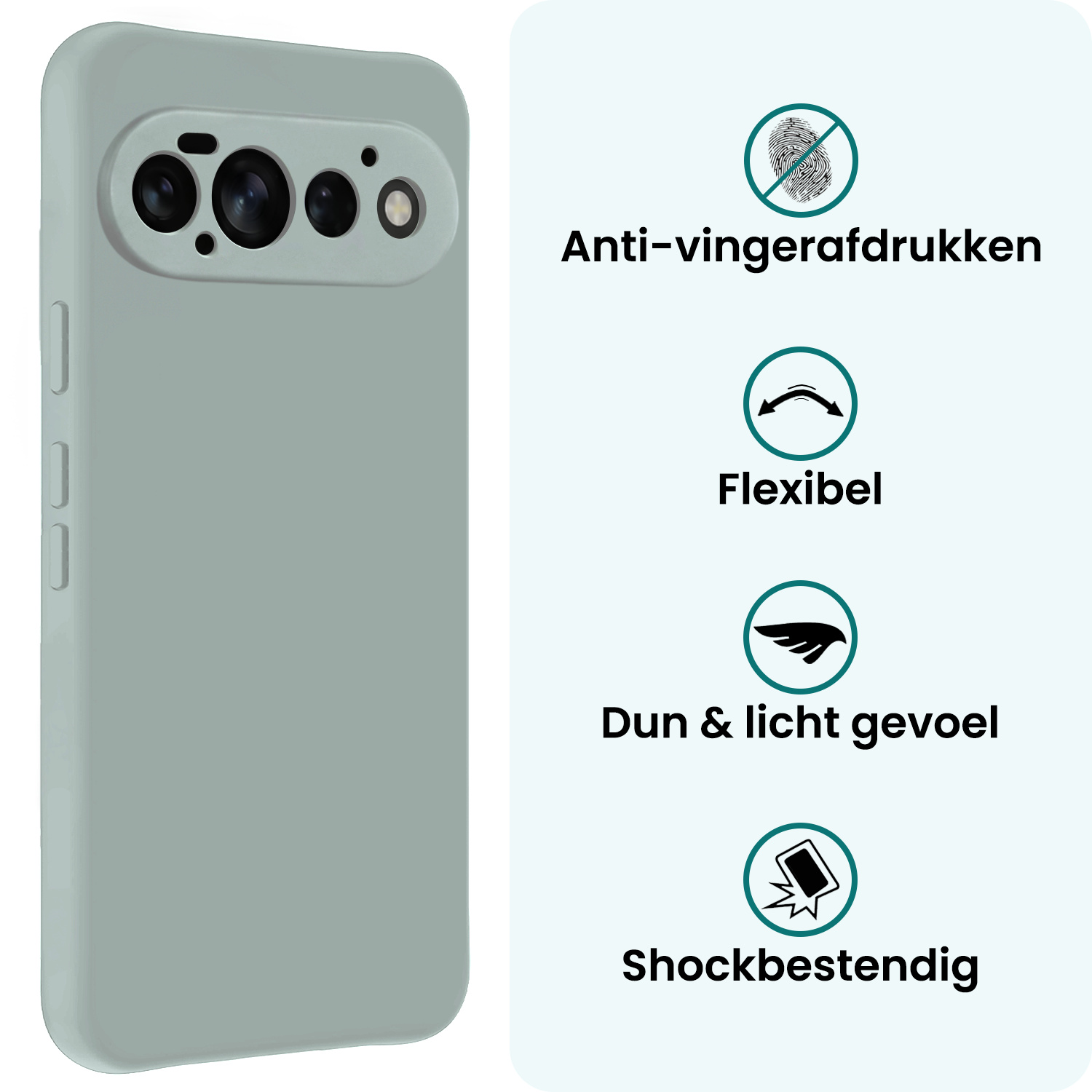 Forterra Forterra Google Pixel 11 Pro Hoesje Siliconen Met 2x Screenprotector - Lichtblauw