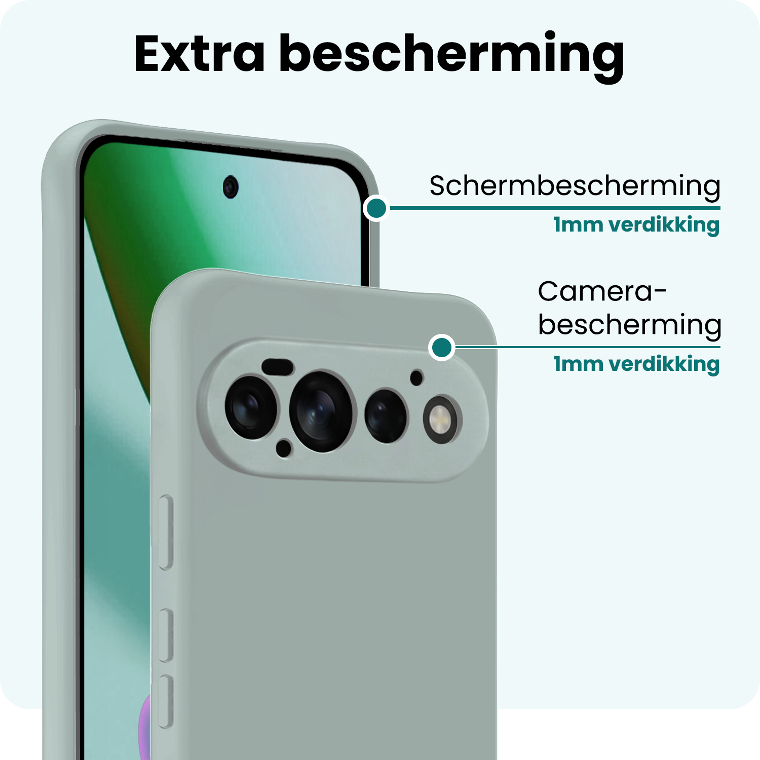 Forterra Forterra Google Pixel 11 Pro Hoesje Siliconen Met 2x Screenprotector - Lichtblauw