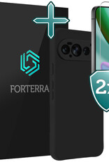 Forterra Forterra Google Pixel 11 Pro Hoesje Siliconen Met 2x Screenprotector - Zwart